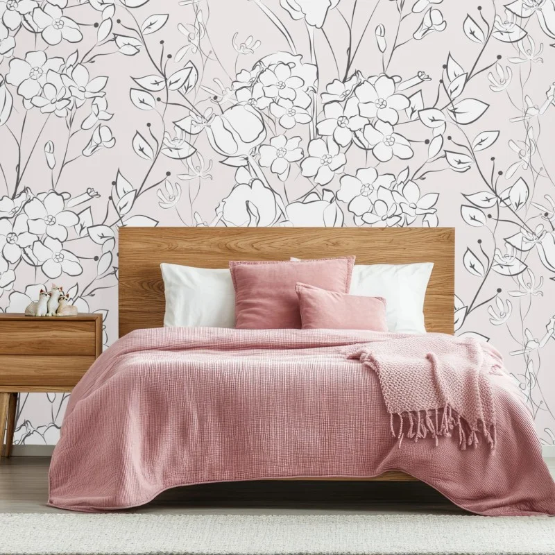 Wall mural delicate pastel floral design