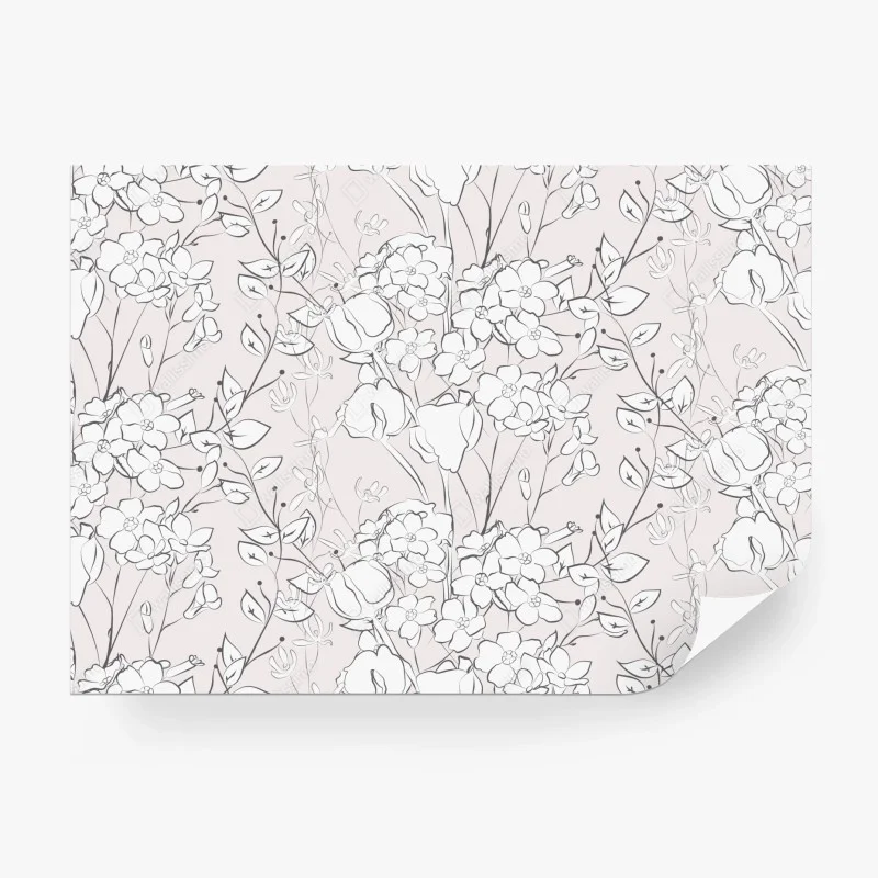 Wall mural delicate pastel floral design