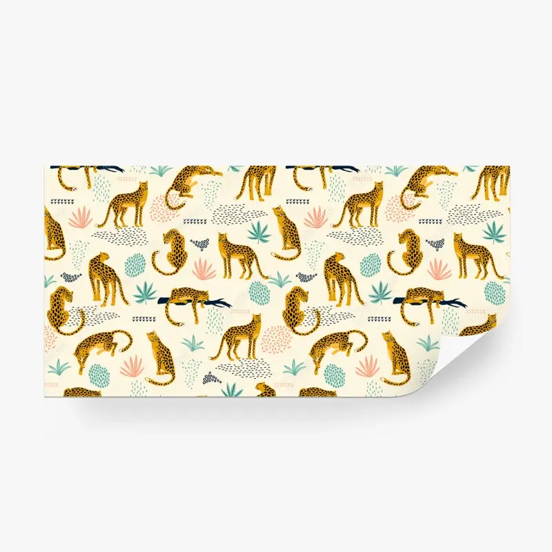 Wall mural playful cheetah pattern in pastel tones
