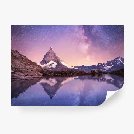 Wall mural Matterhorn reflection under the Milky Way • Wallissimo®