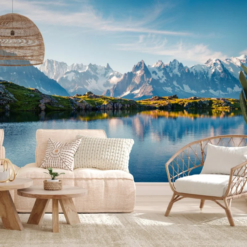 Wall mural panoramic view of Lac Blanc and Mont Blanc