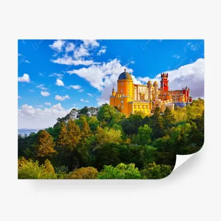 Wall mural colorful Pena Palace on a hill • Wallissimo®