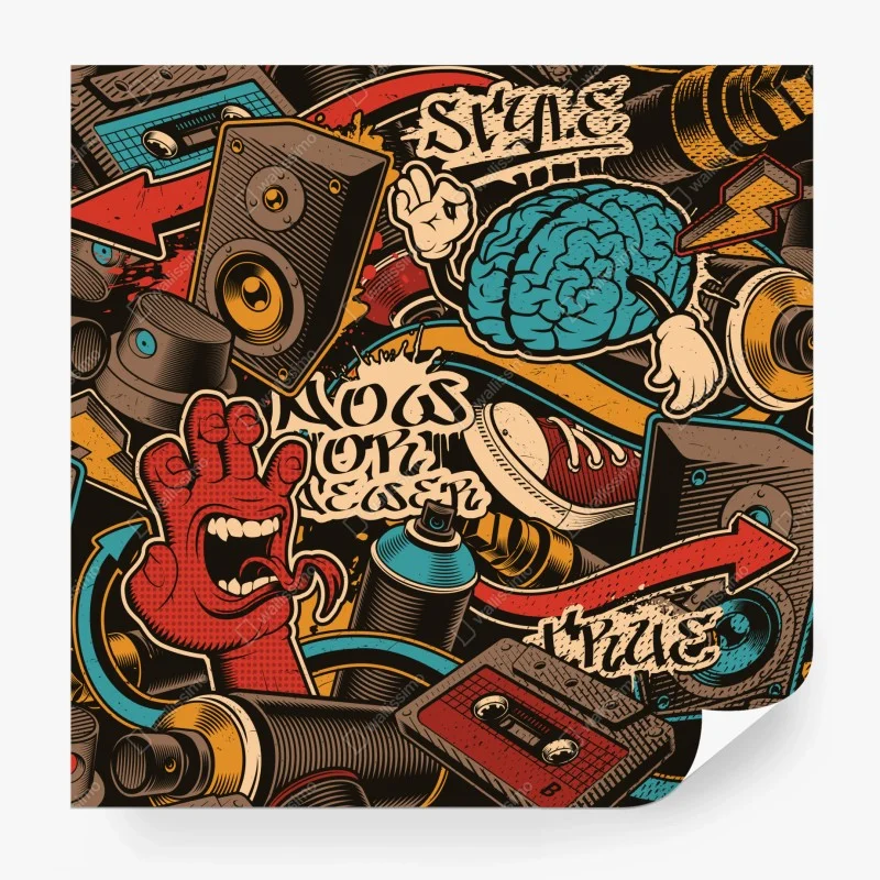 Wall mural urban graffiti pop art collage