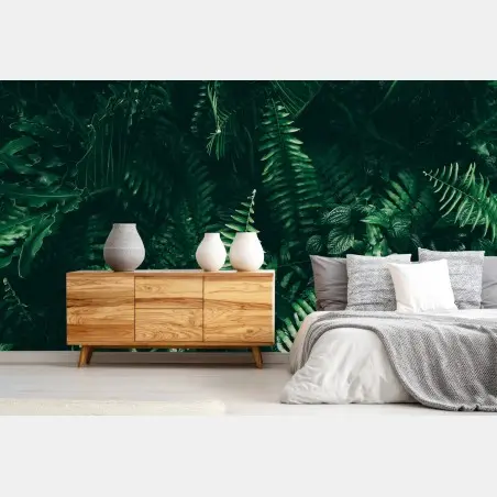 Wall mural tropical green leaves composition • Wallissimo®