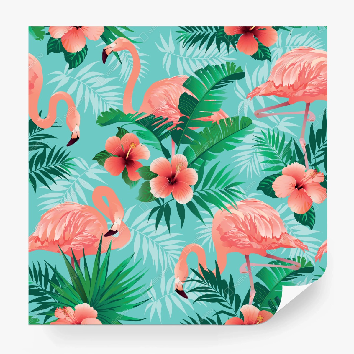 Wall mural tropical flamingo oasis • Wallissimo®