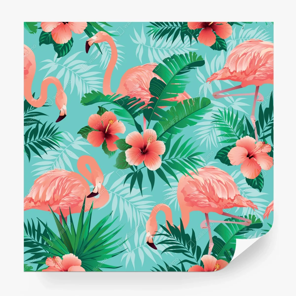 Wall mural tropical flamingo oasis • Wallissimo®