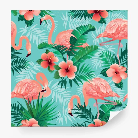 Wall mural tropical flamingo oasis • Wallissimo®