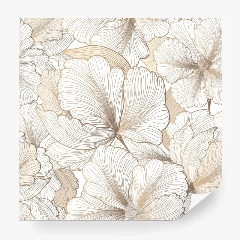 Wall mural delicate beige floral illustration