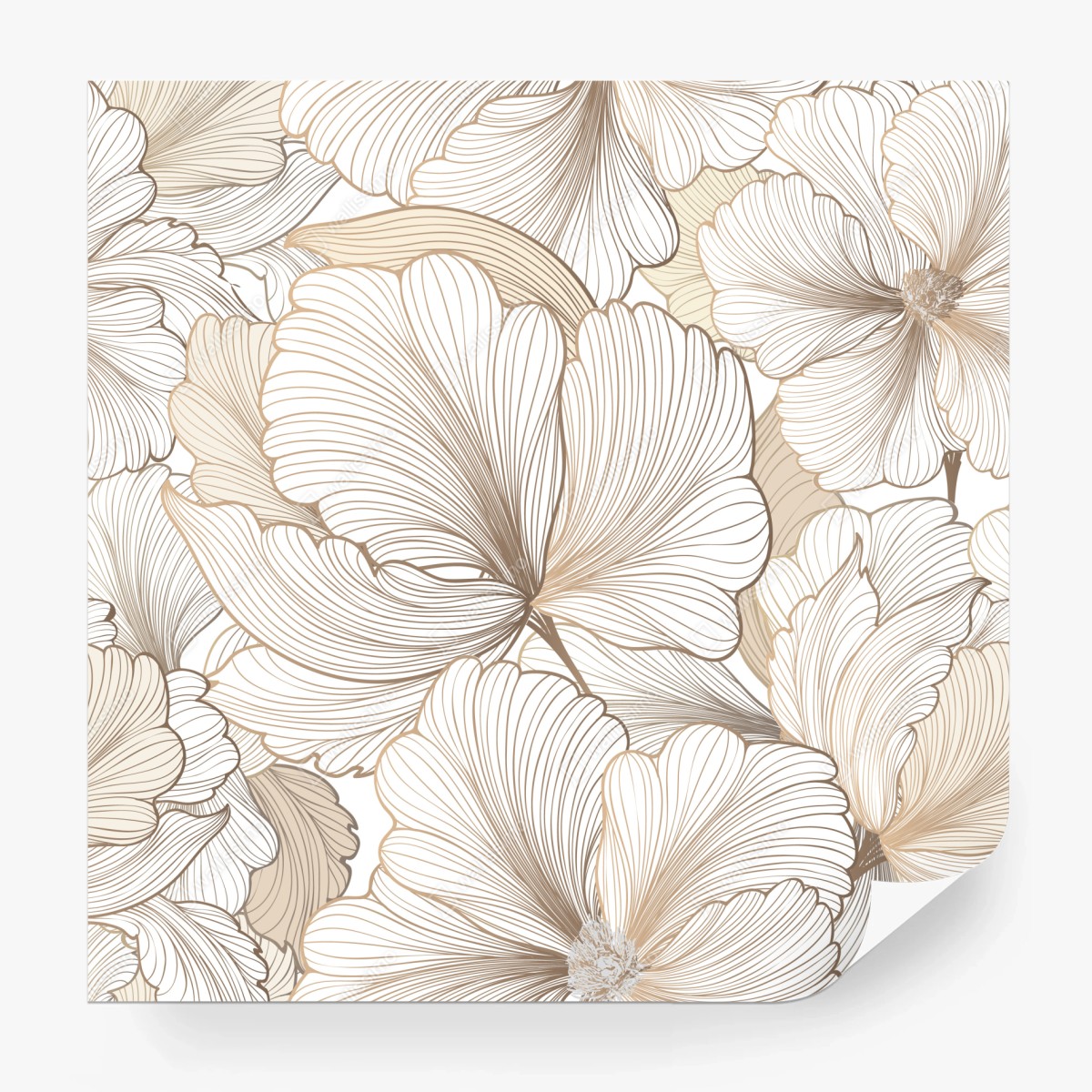 Wall mural delicate beige floral illustration • Wallissimo®