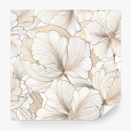 Wall mural delicate beige floral illustration • Wallissimo®