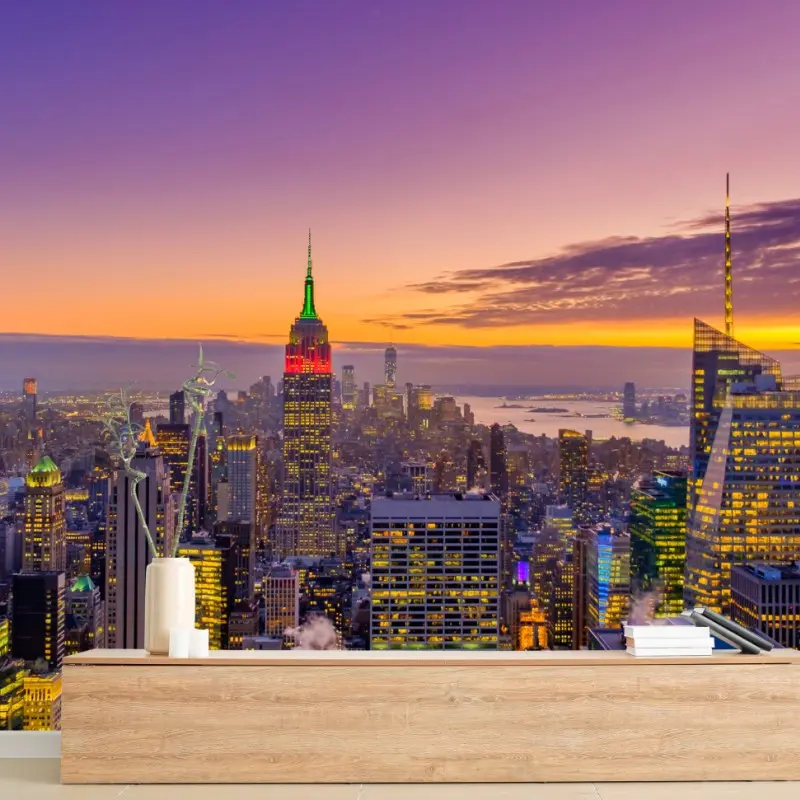 Wall mural vibrant New York skyline at sunset