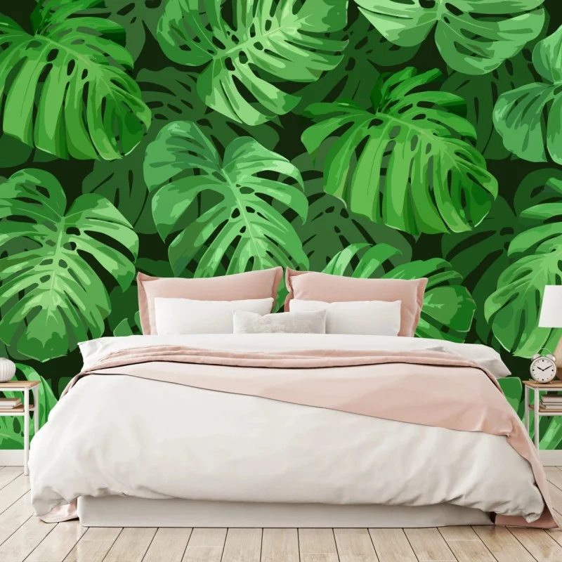 Wall mural tropical monstera leaf pattern