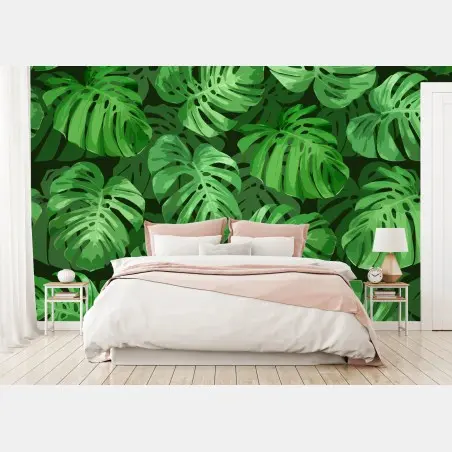 Wall mural tropical monstera leaf pattern • Wallissimo®