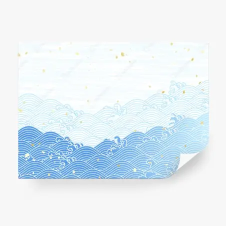 Wall mural calm blue waves with gold accents • Wallissimo®