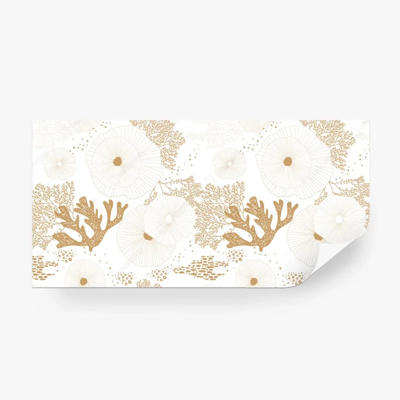 Wall mural delicate golden coral pattern