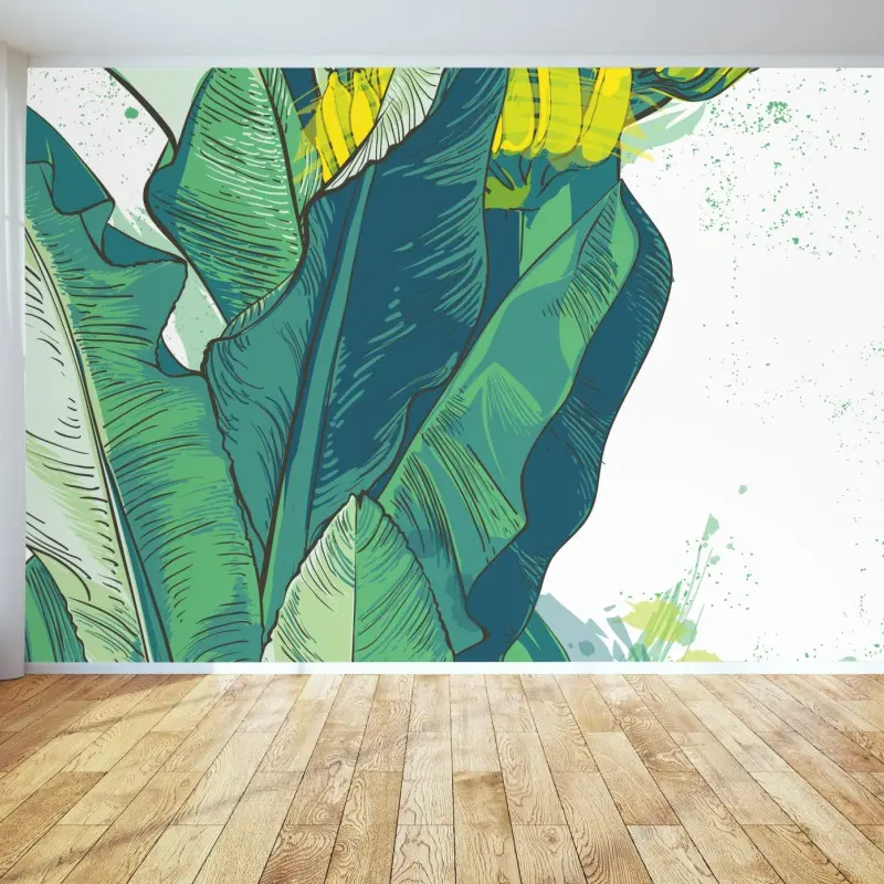 Wall mural tropical banana leaf illustration