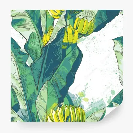 Wall mural tropical banana leaf illustration • Wallissimo®