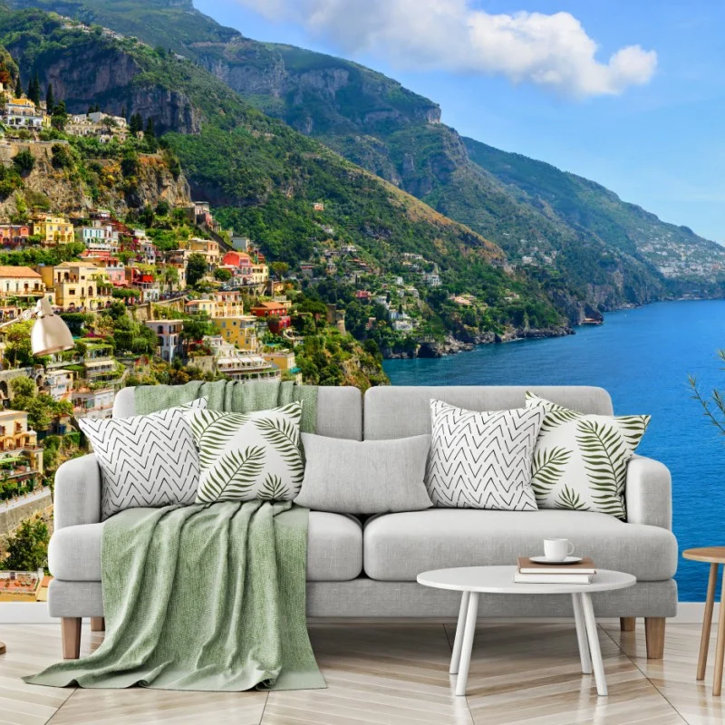 Wall mural colorful cliffside coastal panorama