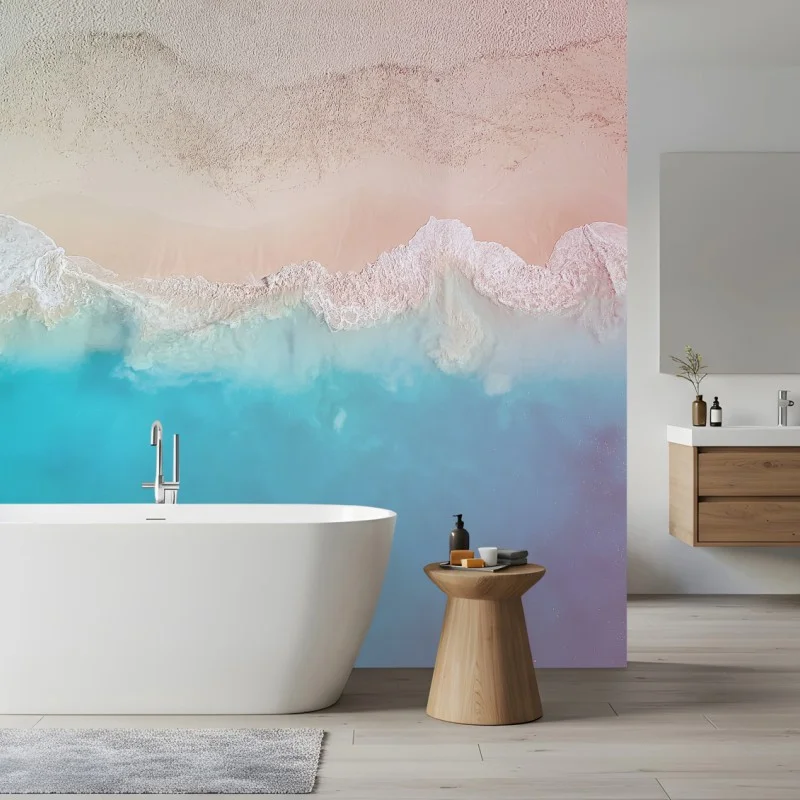Wall mural pastel turquoise beach aerial