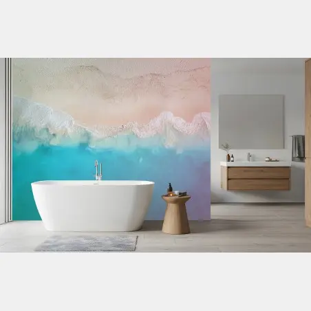 Wall mural pastel turquoise beach aerial • Wallissimo®