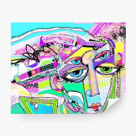 Wall mural vibrant abstract face portrait • Wallissimo®