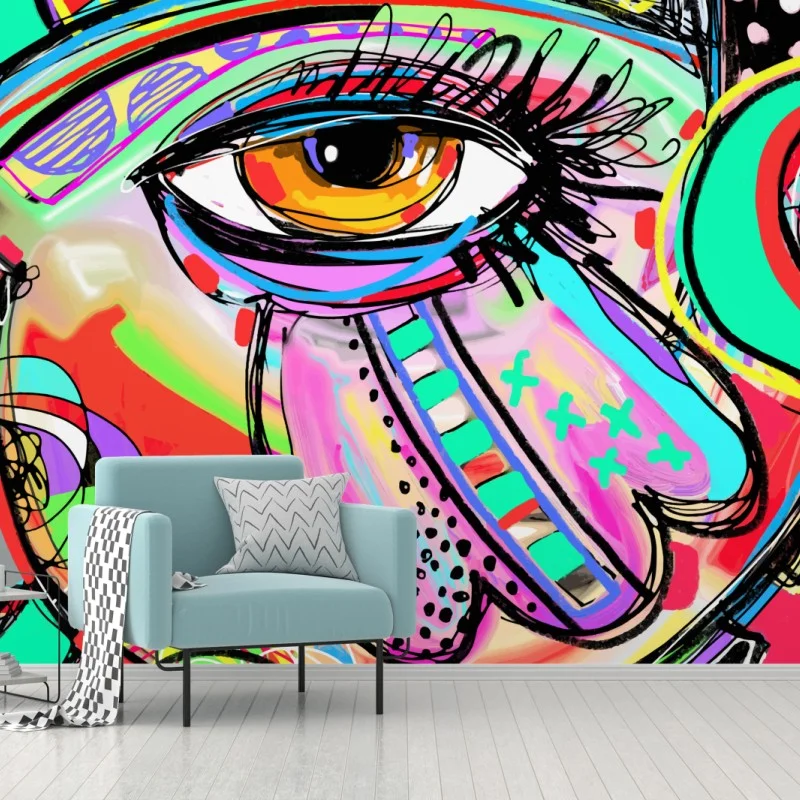 Wall mural vibrant abstract eye portrait