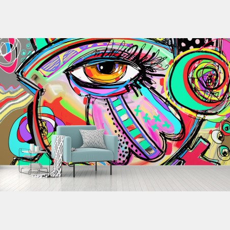 Wall mural vibrant abstract eye portrait • Wallissimo®