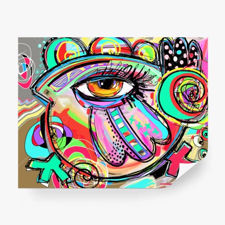 Wall mural vibrant abstract eye portrait • Wallissimo®