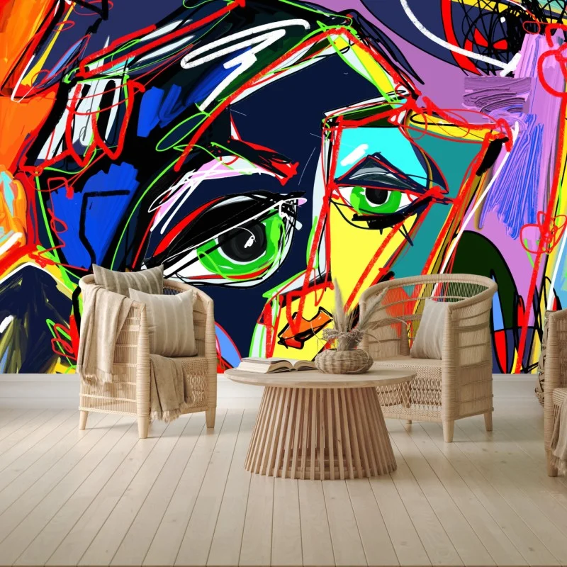 Wall mural vibrant abstract face portrait