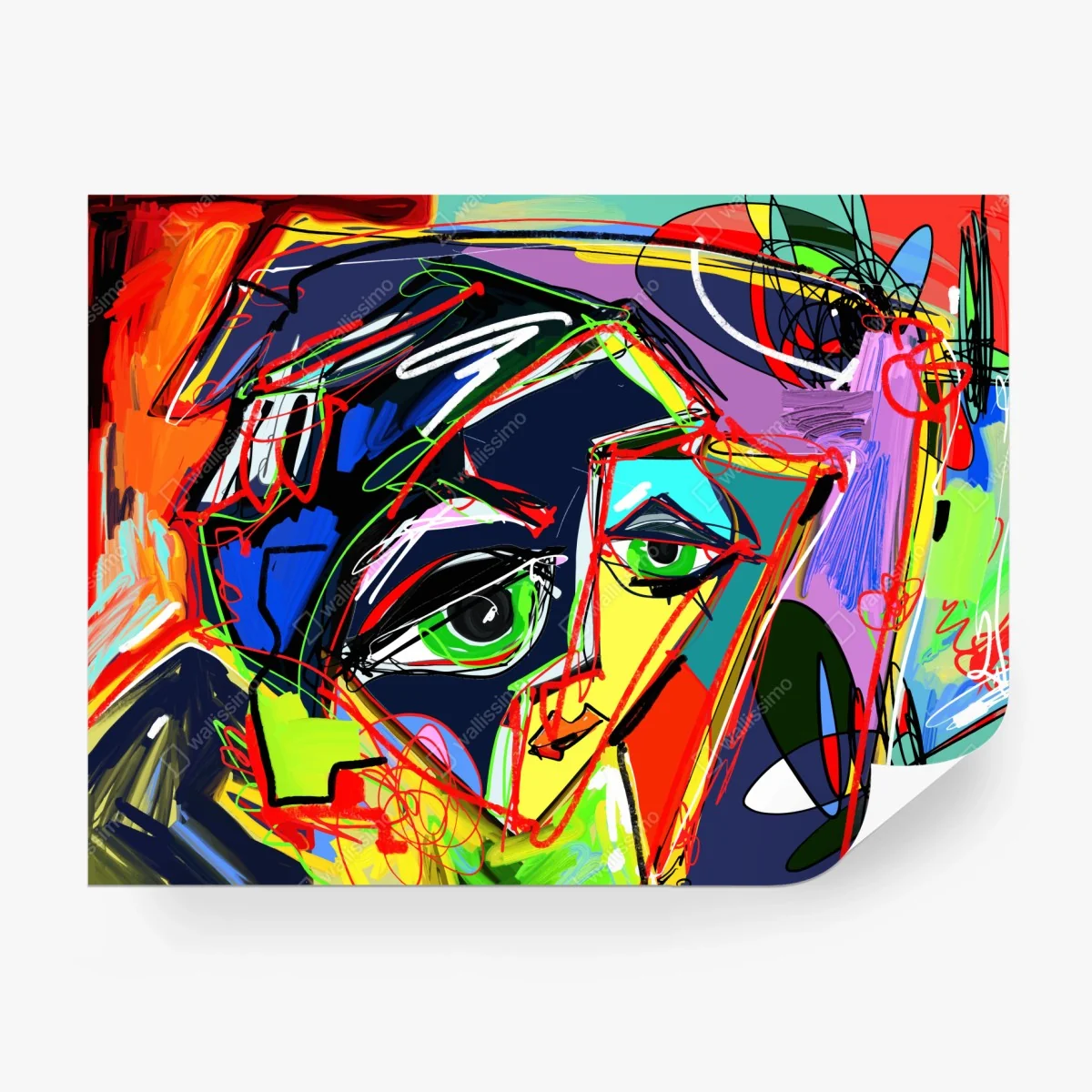 Wall mural vibrant abstract face portrait • Wallissimo® Wall mural vibrant abstract face portrait • Wallissimo®