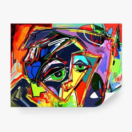 Wall mural vibrant abstract face portrait • Wallissimo®