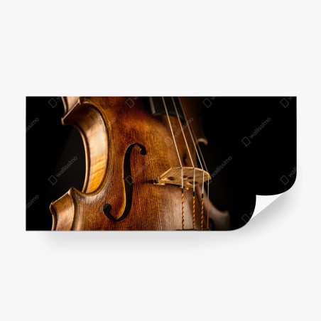 Wall mural warm wooden violin close-up • Wallissimo®