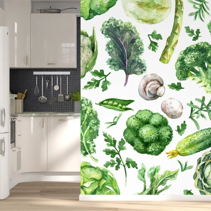 Wall mural watercolor greens seamless pattern