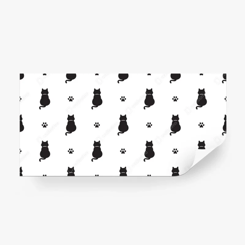 Wall mural black cat silhouette pattern