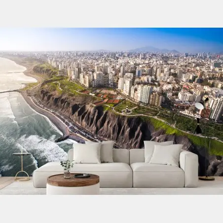 Wall mural Miraflores coastline panorama, Lima • Wallissimo®