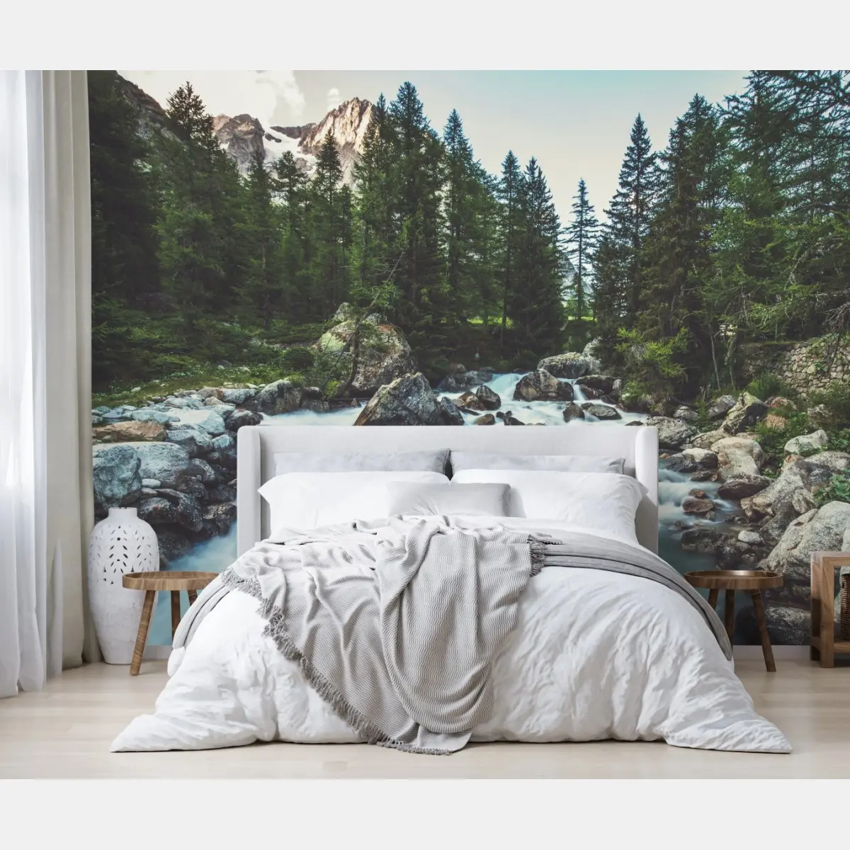Wall mural scenic alpine river in Ferret Valley • Wallissimo®
