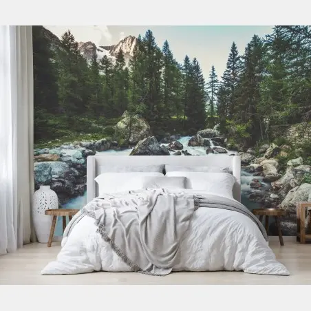 Wall mural scenic alpine river in Ferret Valley • Wallissimo®
