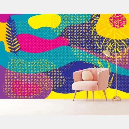 Wall mural vibrant abstract tropical pattern • Wallissimo®