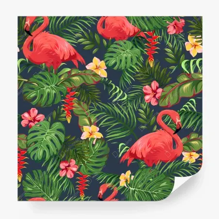 Wall mural tropical flamingo botanical design • Wallissimo®