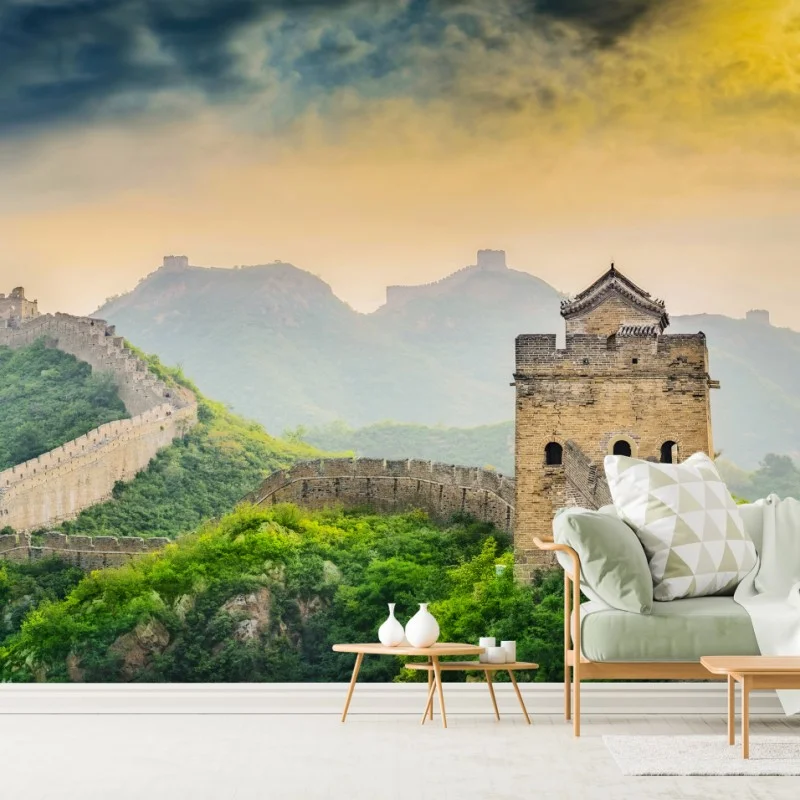 Wall mural sunrise over the Great Wall of China