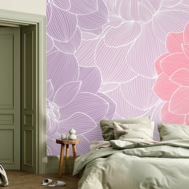 Wall mural soft pastel floral bloom pattern