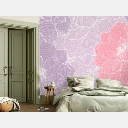 Wall mural soft pastel floral bloom pattern • Wallissimo®