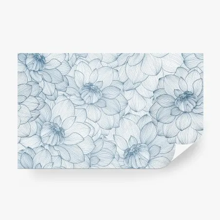 Wall mural delicate blue floral linework • Wallissimo®