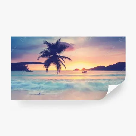 Wall mural tropical pastel sunset seascape • Wallissimo®