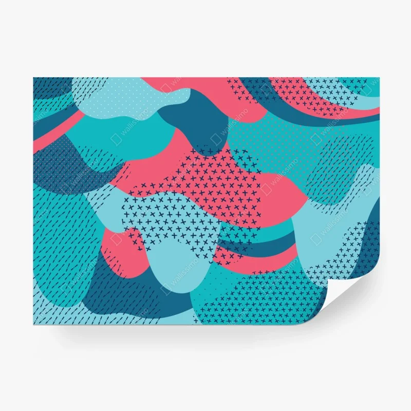 Wall mural playful turquoise abstract pattern