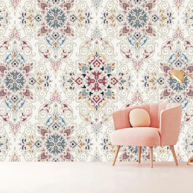 Wall mural ornate vintage damask pattern