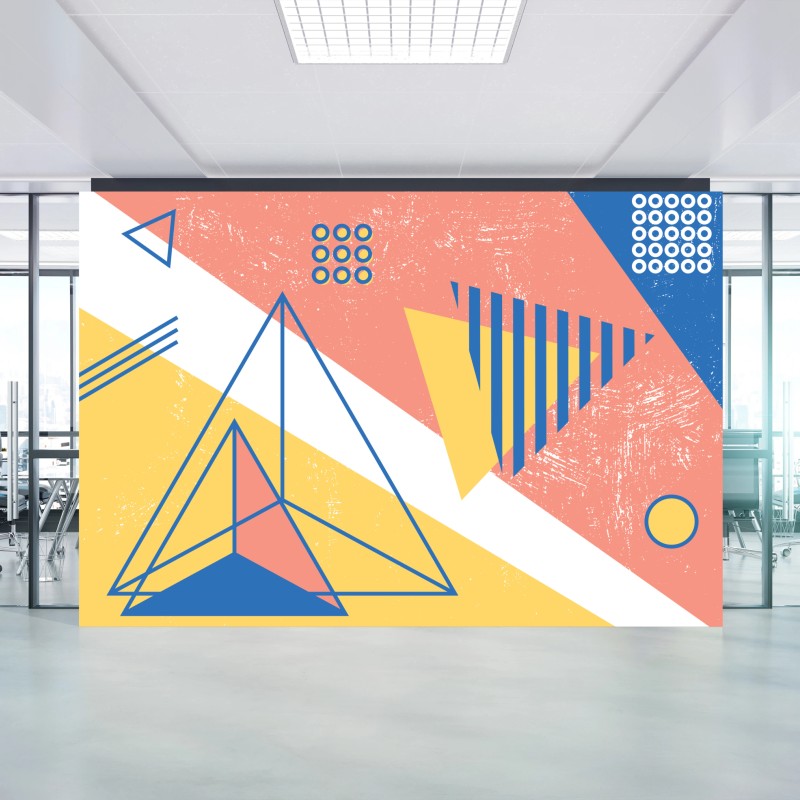 Wall mural pastel geometric shapes composition