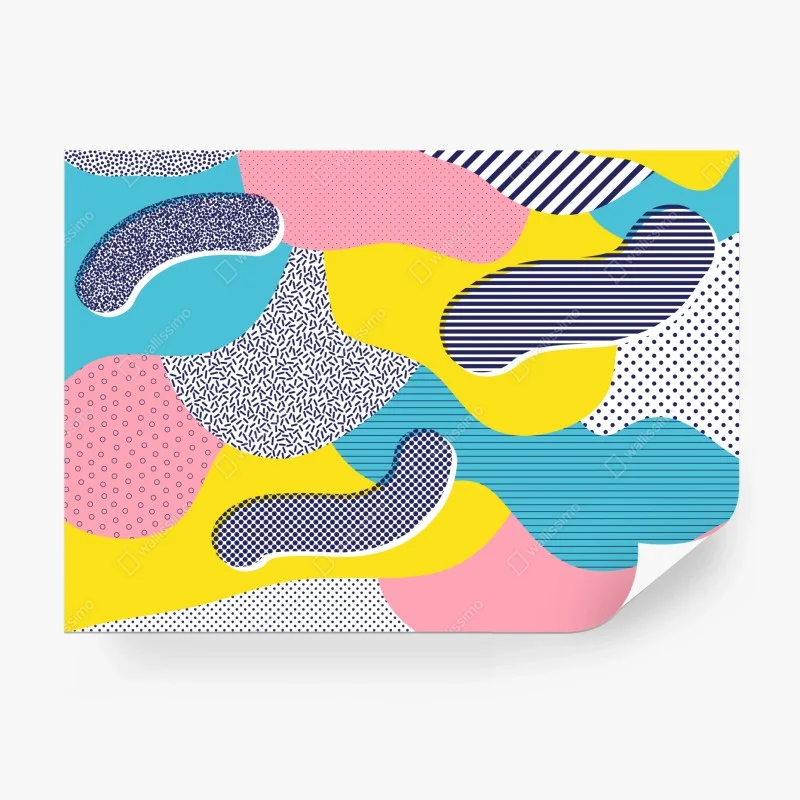 Wall mural playful abstract memphis pattern