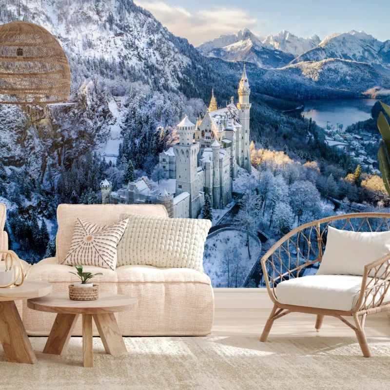 Wall mural winter castle in snowy mountains