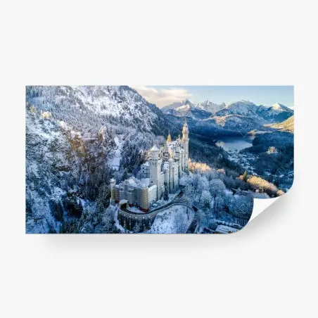 Wall mural winter castle in snowy mountains • Wallissimo®